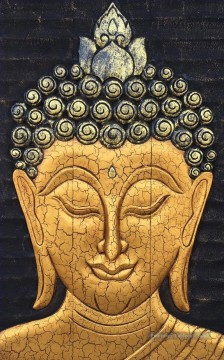 Bouddha tête sculpture style bouddhisme Peinture à l'huile